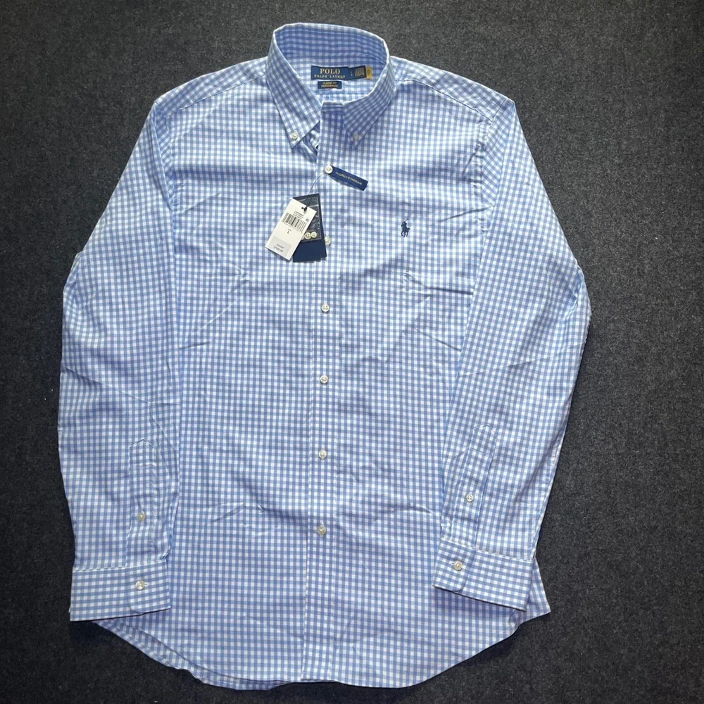 Polo Ralph Lauren Button Down Men L Blue NWT Classic Fit Performance Gingham